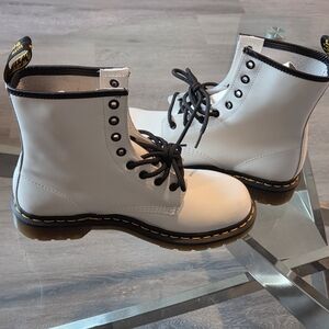 Dr. Martens White Leather Combat Boots